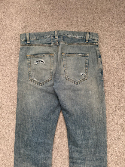 FW15 Saint Laurent by Hedi Slimane Crash Distressed D02 Denim Jeans