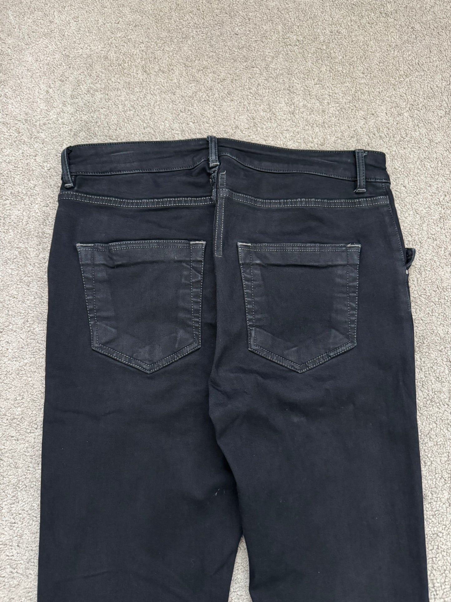 FW22 Rick Owens DRKSHDW Black Waxed Tyrone Cut Denim Jeans