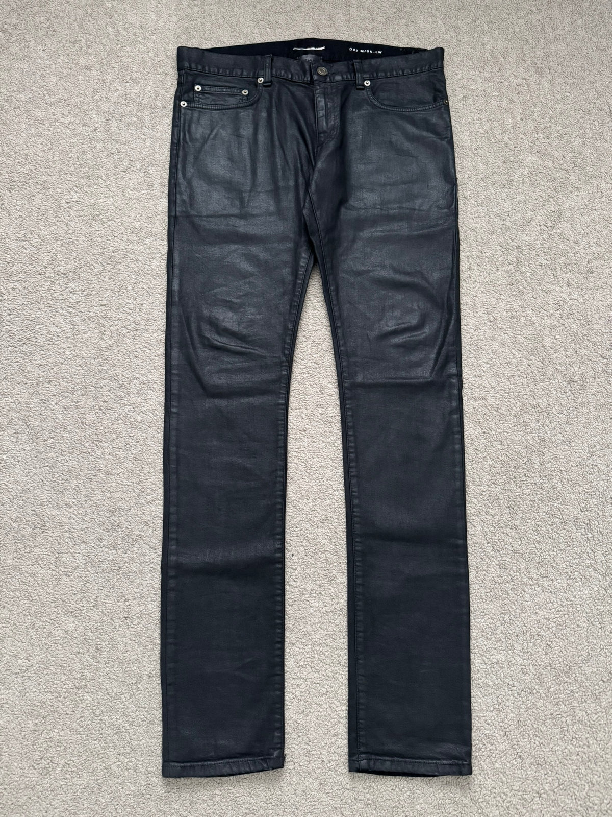 FW13 Saint Laurent by Hedi Slimane "Nightrider" Black Waxed D02 Denim Jeans