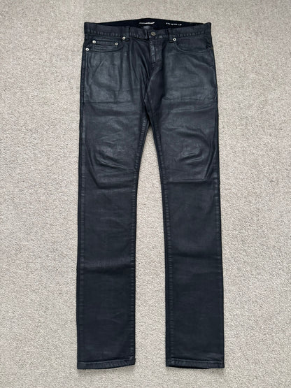 FW13 Saint Laurent by Hedi Slimane "Nightrider" Black Waxed D02 Denim Jeans