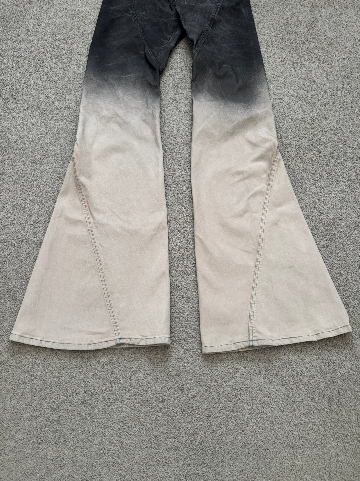 FW23 Rick Owens Runway Pearl Degrade Bias Bootcut Denim Jeans