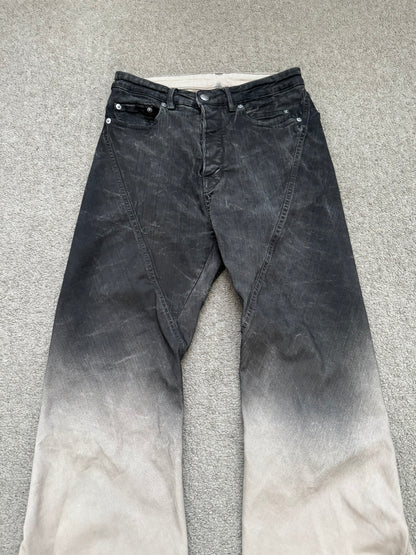 FW23 Rick Owens Runway Pearl Degrade Bias Bootcut Denim Jeans