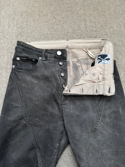 FW23 Rick Owens Runway Pearl Degrade Bias Bootcut Denim Jeans