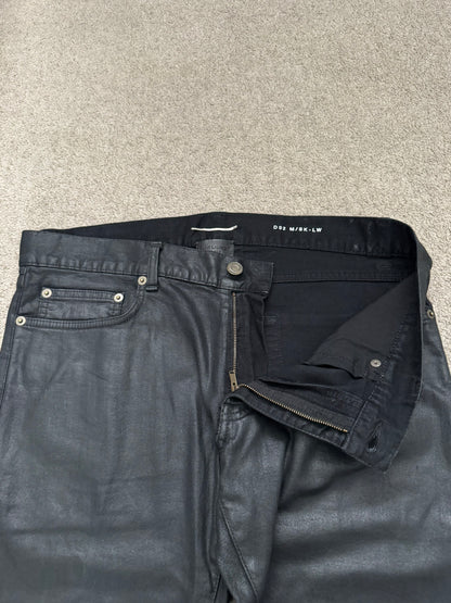FW13 Saint Laurent by Hedi Slimane "Nightrider" Black Waxed D02 Denim Jeans