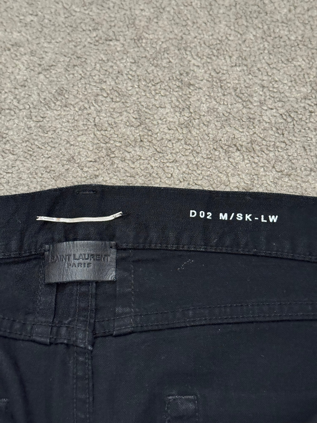 FW13 Saint Laurent by Hedi Slimane "Nightrider" Black Waxed D02 Denim Jeans