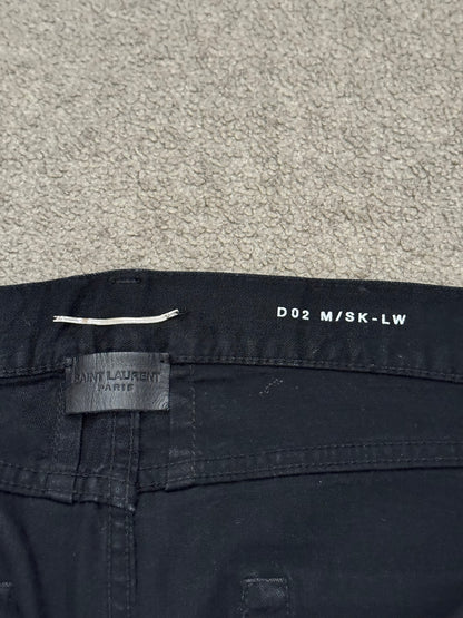 FW13 Saint Laurent by Hedi Slimane "Nightrider" Black Waxed D02 Denim Jeans