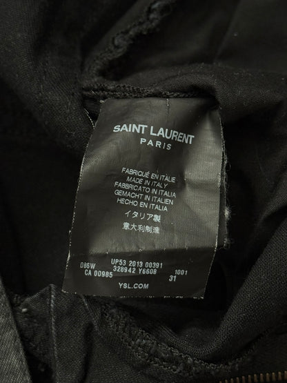 FW13 Saint Laurent by Hedi Slimane "Nightrider" Black Waxed D02 Denim Jeans