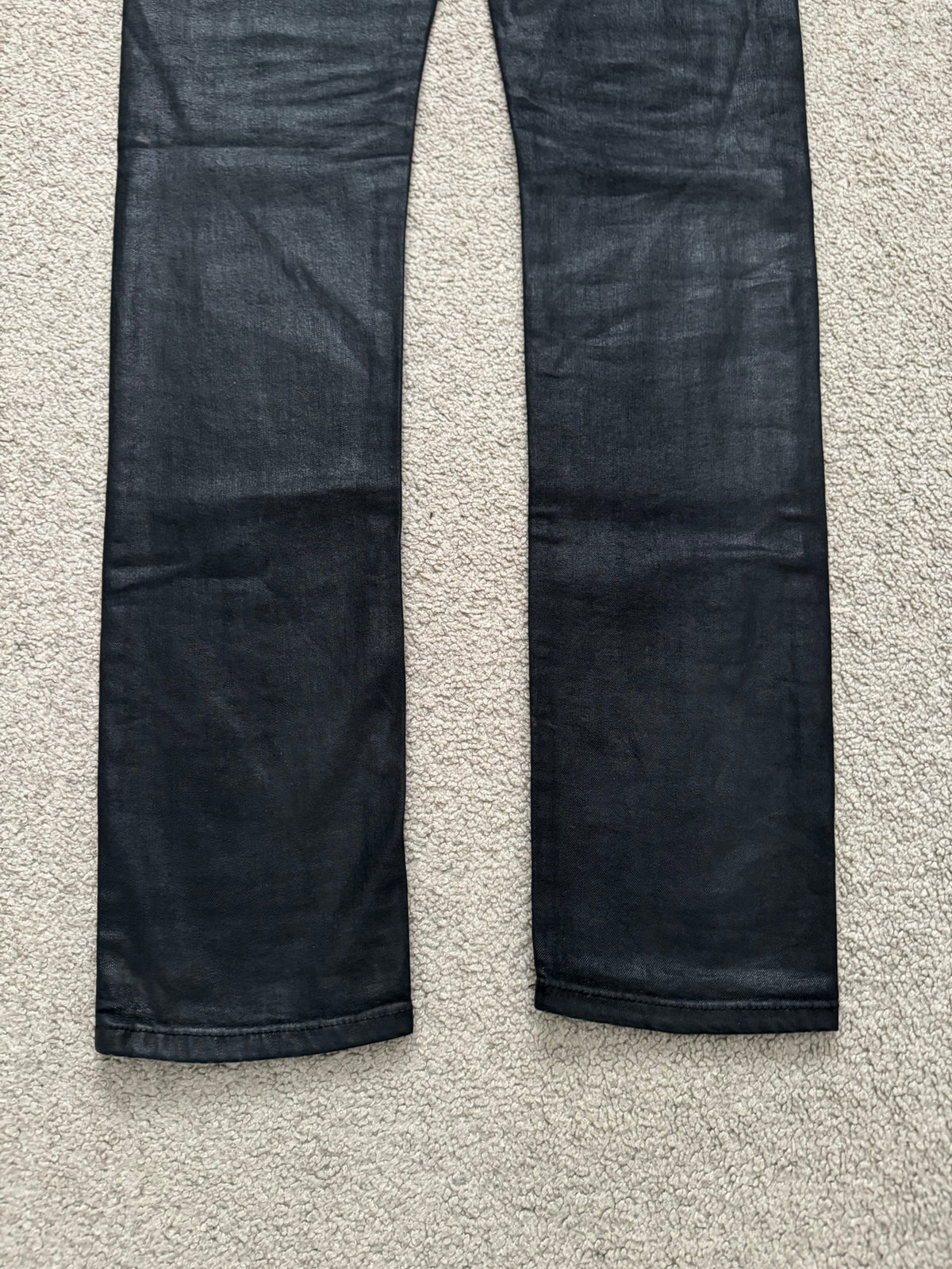 FW13 Saint Laurent by Hedi Slimane "Nightrider" Black Waxed D02 Denim Jeans
