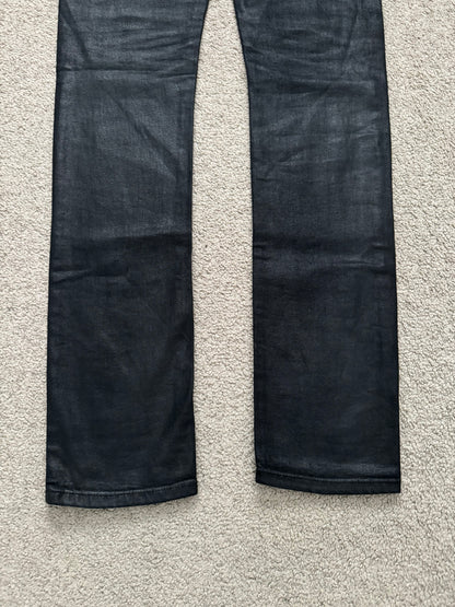 FW13 Saint Laurent by Hedi Slimane "Nightrider" Black Waxed D02 Denim Jeans