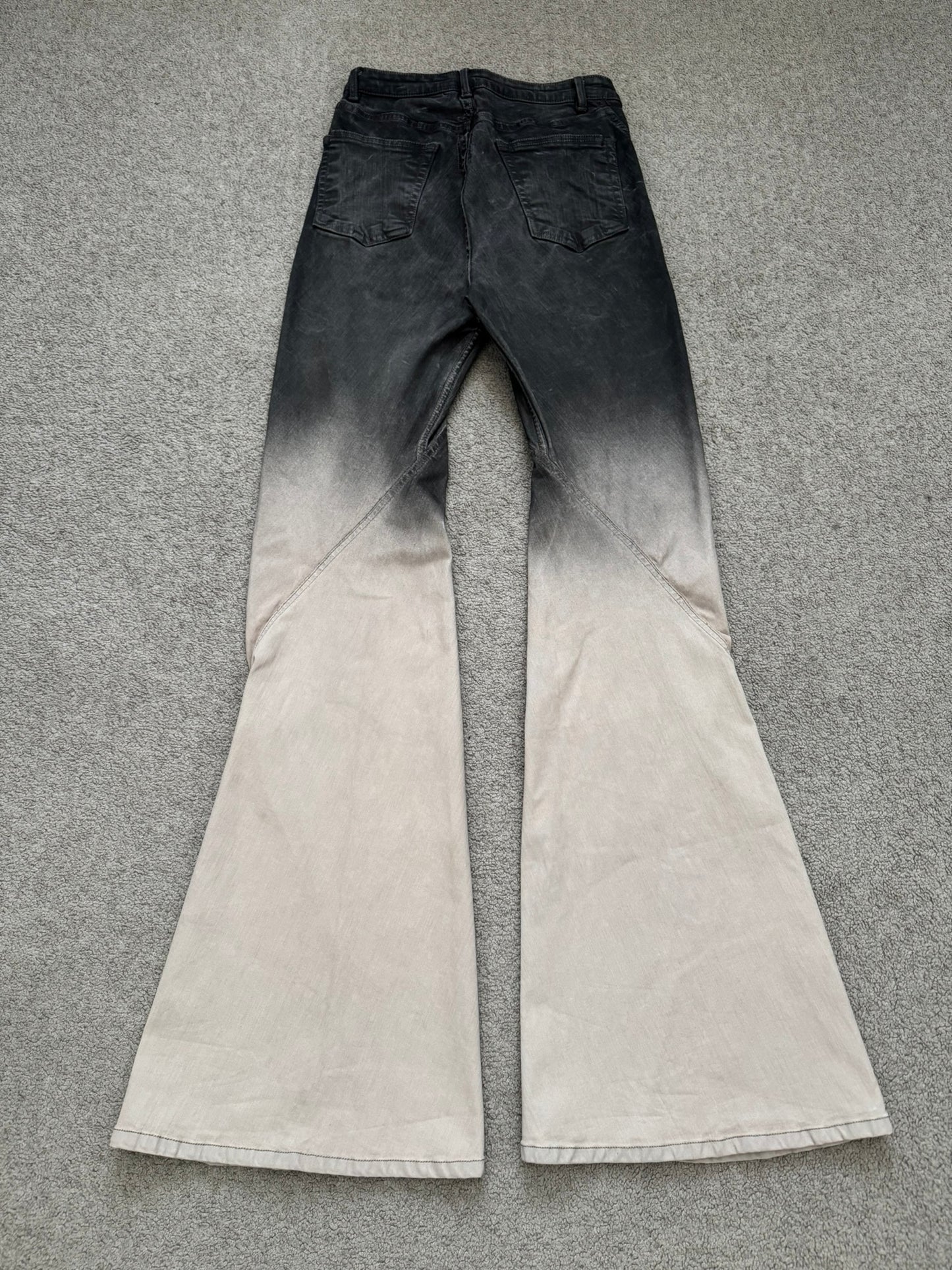 FW23 Rick Owens Runway Pearl Degrade Bias Bootcut Denim Jeans