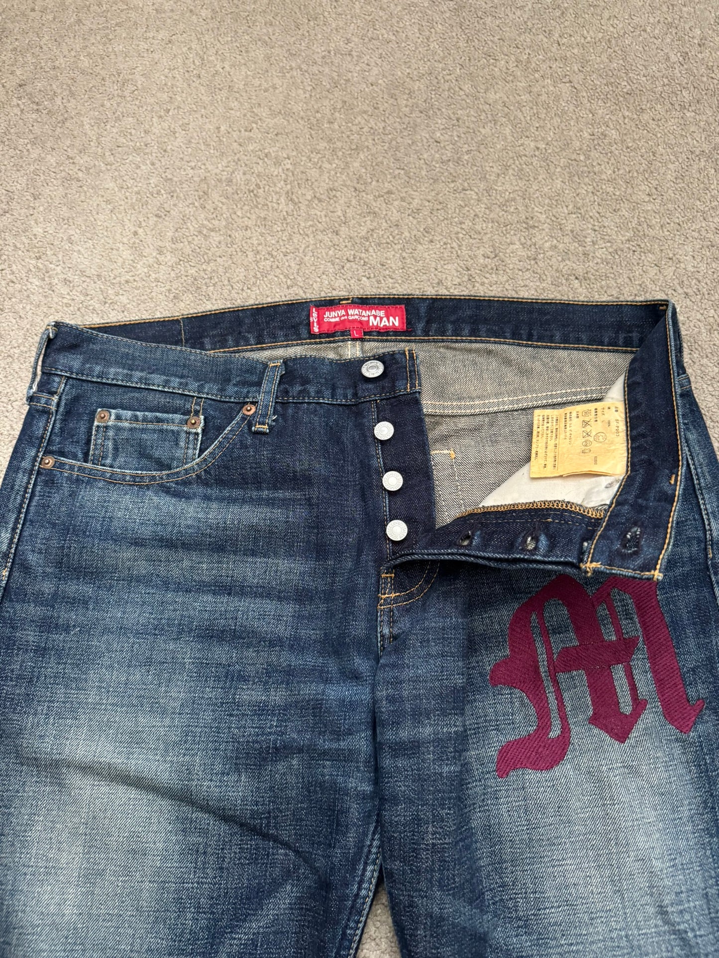 SS02 Junya Watanabe x Levis Embroidered "M" Denim Jeans