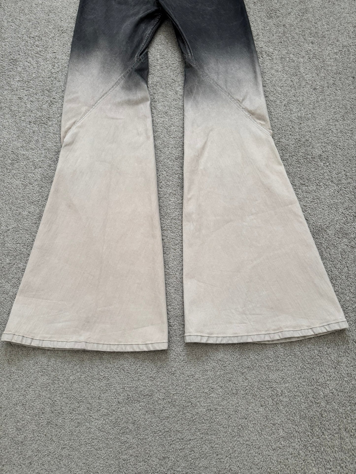 FW23 Rick Owens Runway Pearl Degrade Bias Bootcut Denim Jeans