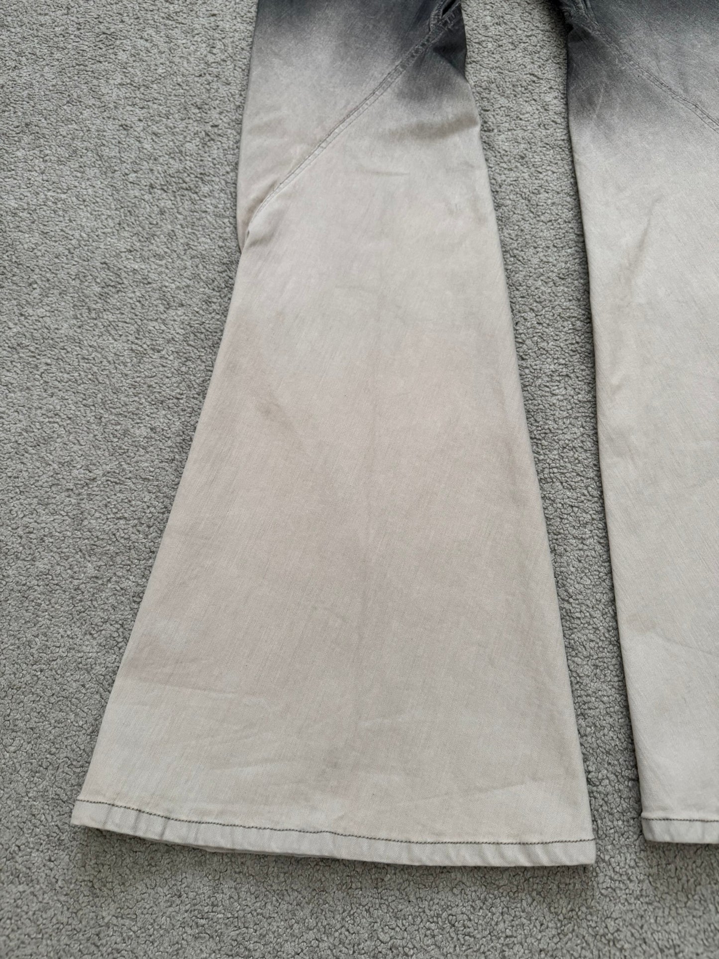 FW23 Rick Owens Runway Pearl Degrade Bias Bootcut Denim Jeans