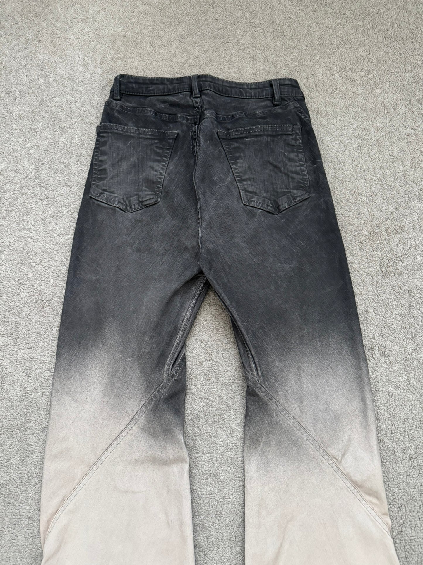 FW23 Rick Owens Runway Pearl Degrade Bias Bootcut Denim Jeans