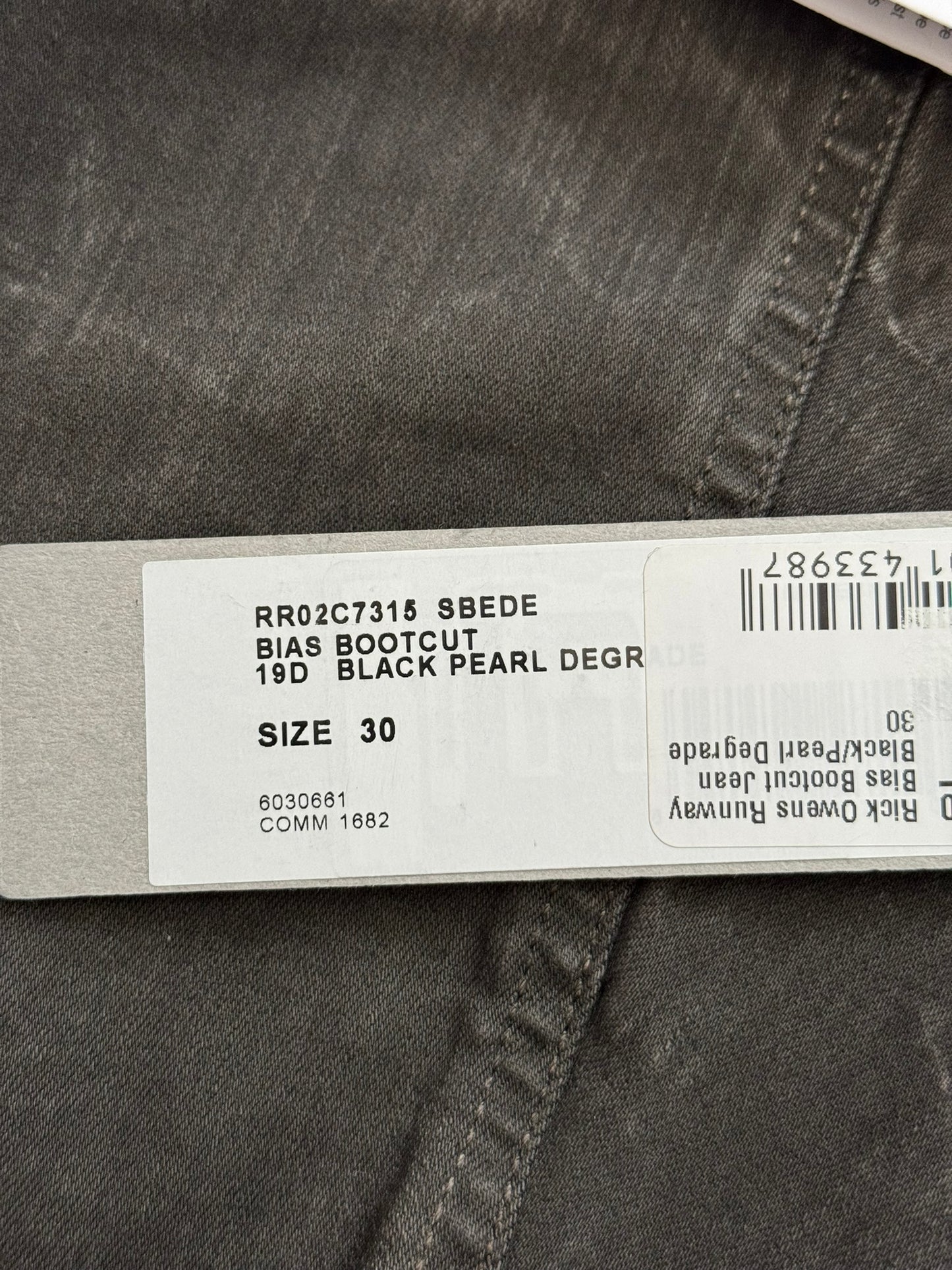 FW23 Rick Owens Runway Pearl Degrade Bias Bootcut Denim Jeans