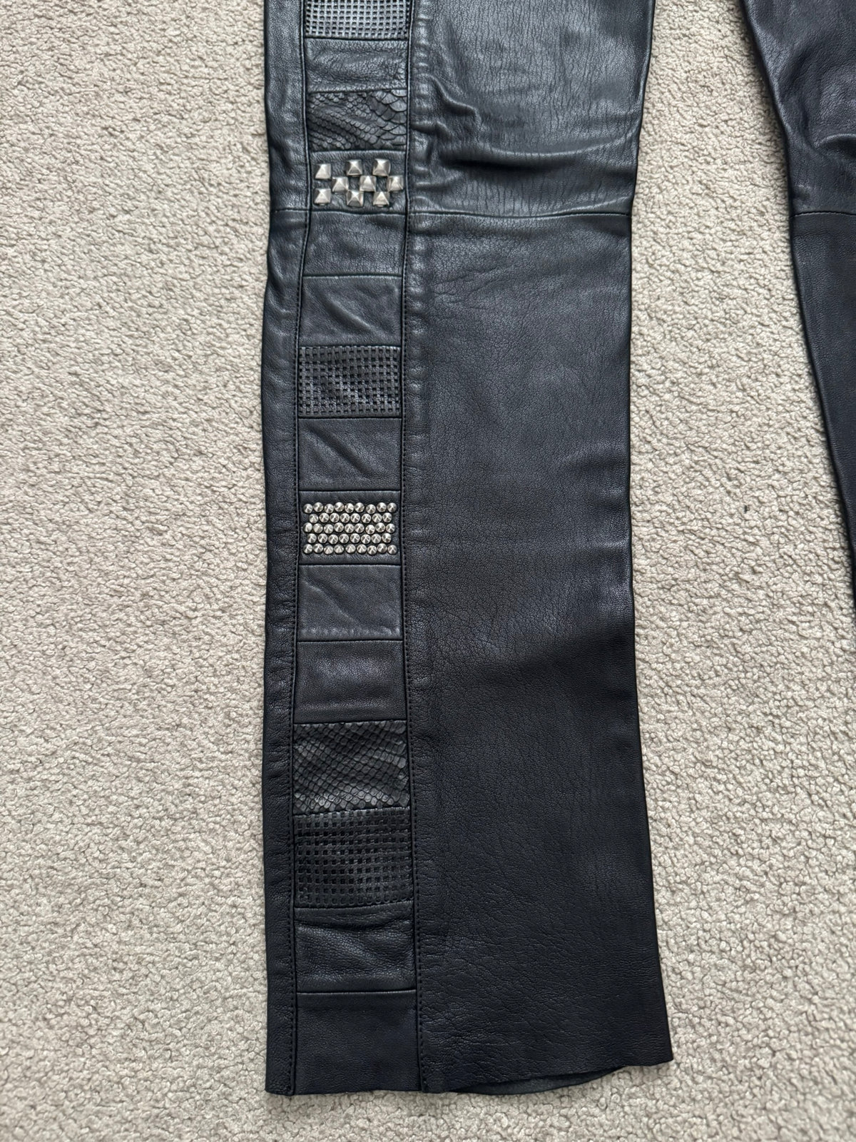 SS16 Saint Laurent by Hedi Slimane Runway Studded Leather Jeans