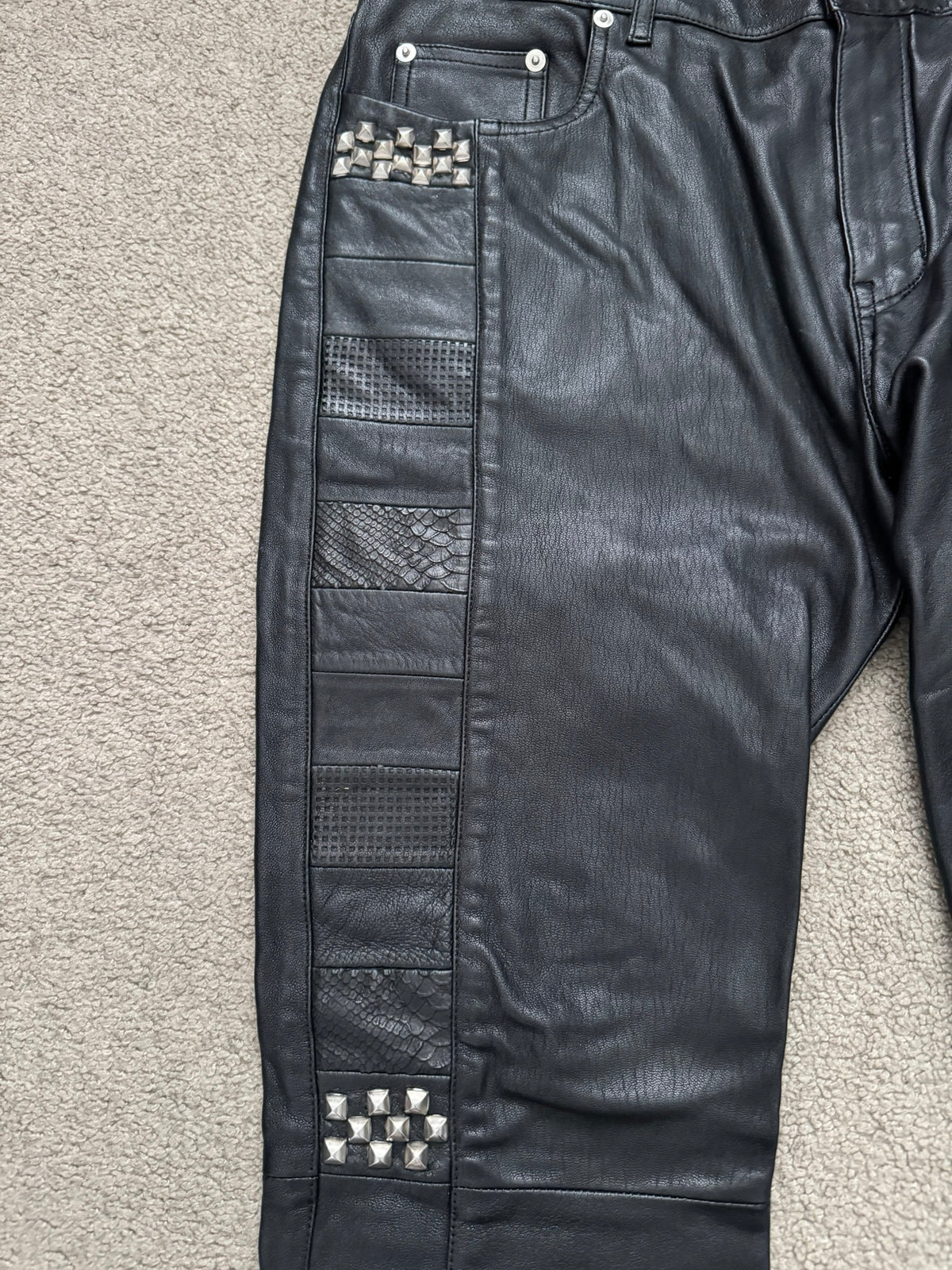 SS16 Saint Laurent by Hedi Slimane Runway Studded Leather Jeans