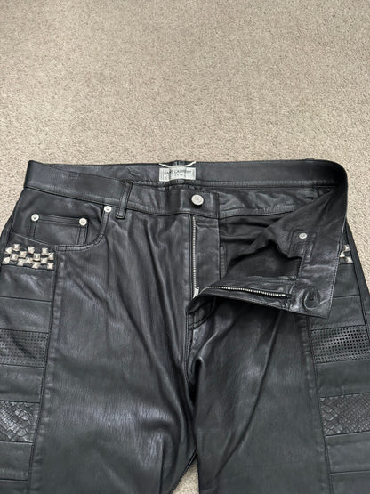 SS16 Saint Laurent by Hedi Slimane Runway Studded Leather Jeans