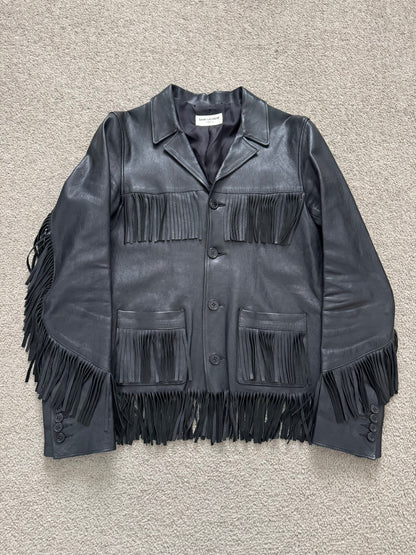FW13 Saint Laurent by Hedi Slimane Black Fringe Leather Jacket