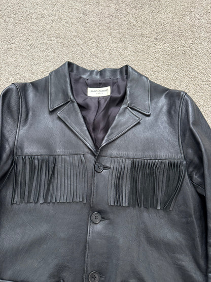 FW13 Saint Laurent by Hedi Slimane Black Fringe Leather Jacket