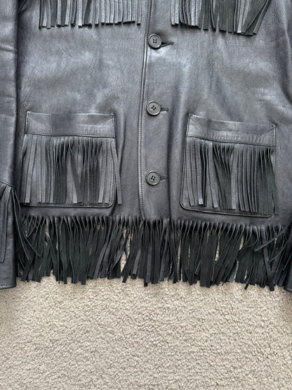 FW13 Saint Laurent by Hedi Slimane Black Fringe Leather Jacket