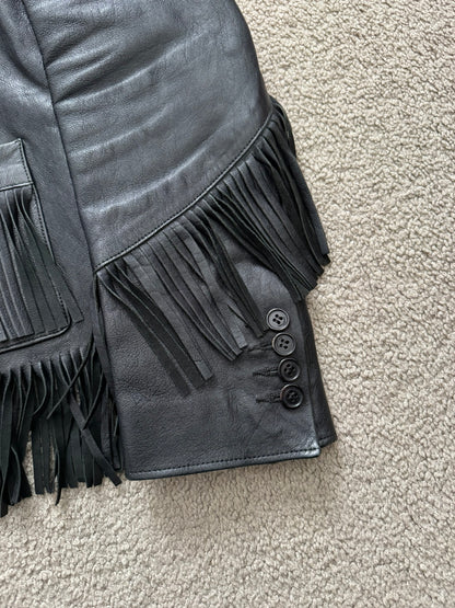 FW13 Saint Laurent by Hedi Slimane Black Fringe Leather Jacket