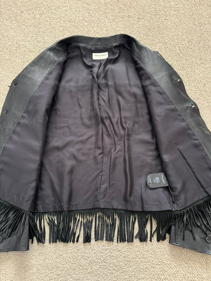FW13 Saint Laurent by Hedi Slimane Black Fringe Leather Jacket