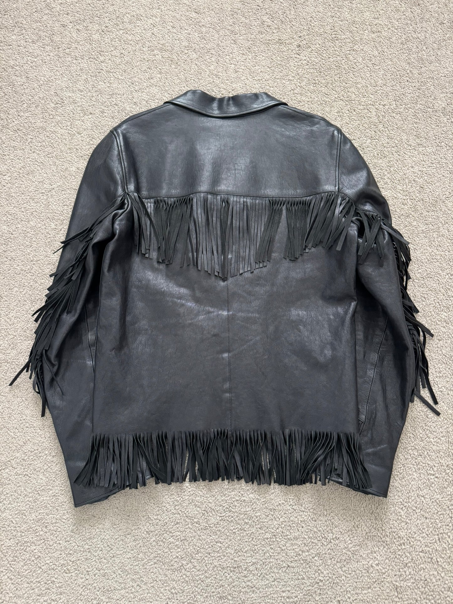 FW13 Saint Laurent by Hedi Slimane Black Fringe Leather Jacket