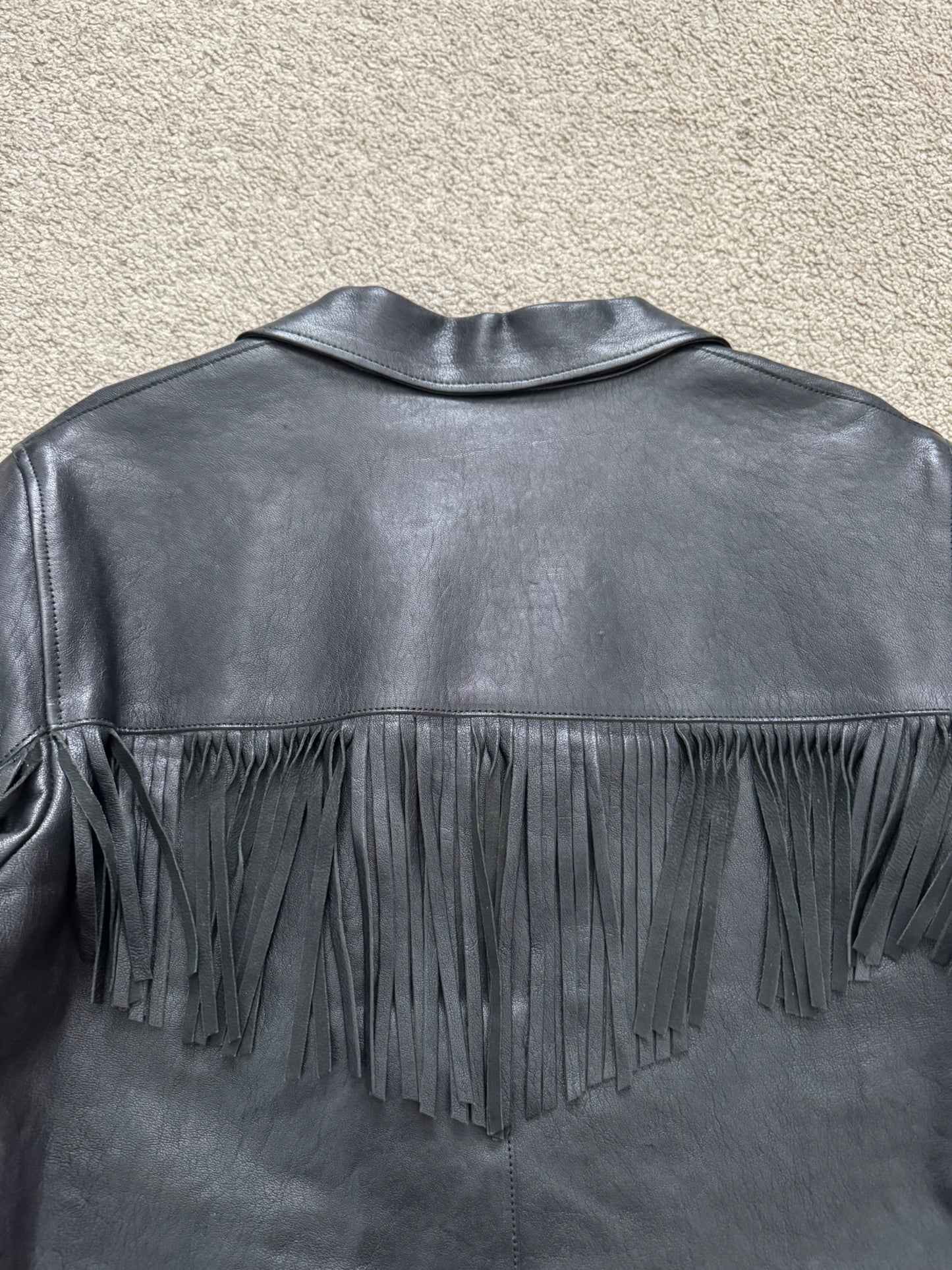 FW13 Saint Laurent by Hedi Slimane Black Fringe Leather Jacket
