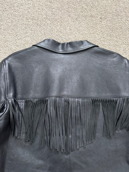 FW13 Saint Laurent by Hedi Slimane Black Fringe Leather Jacket