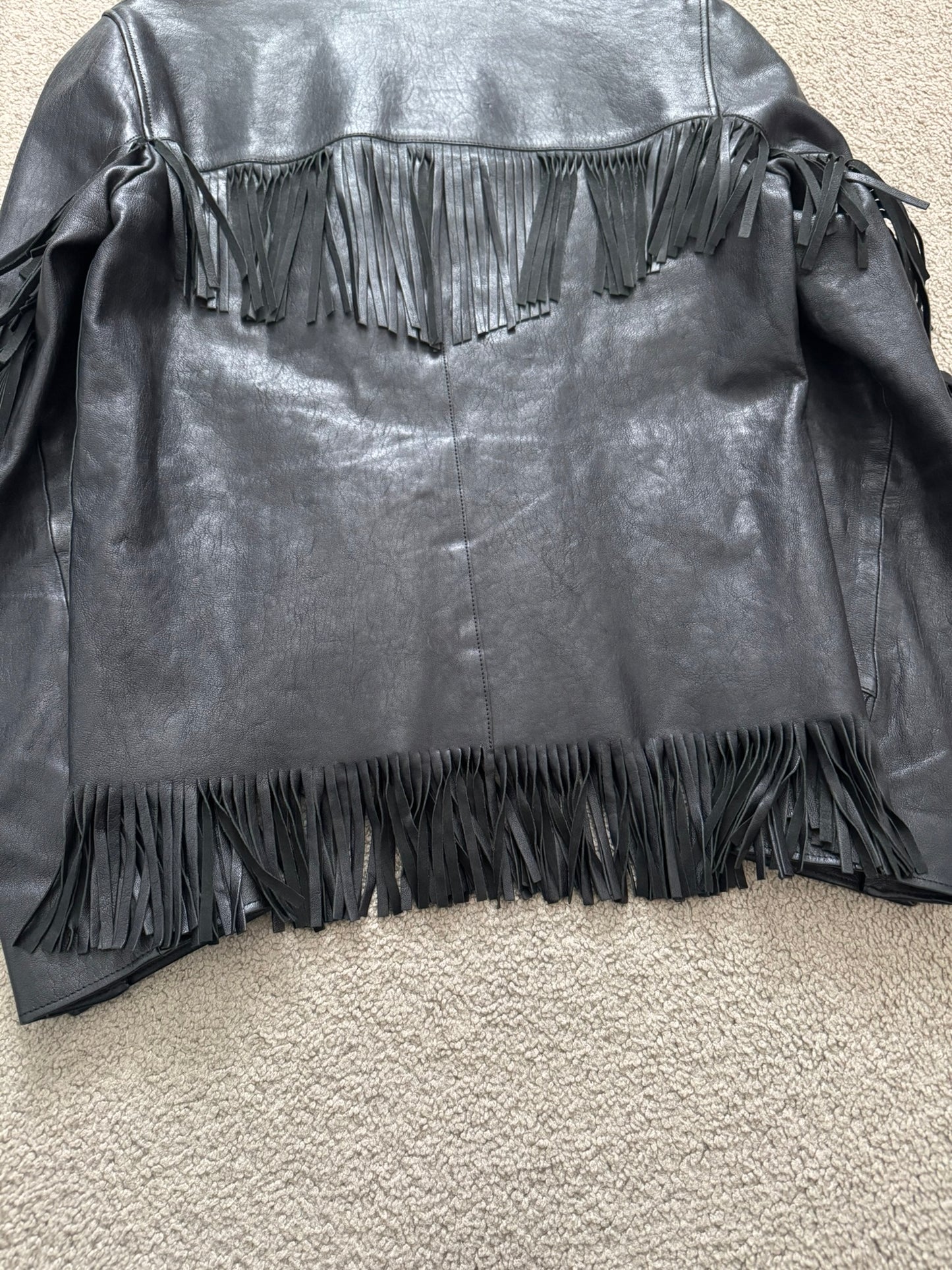 FW13 Saint Laurent by Hedi Slimane Black Fringe Leather Jacket