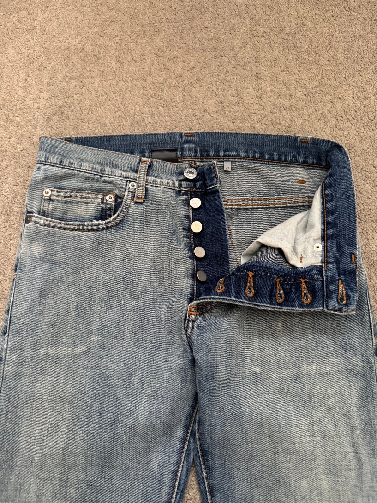 SS08 Dior Homme by Kris Van Assche Light Washed Blue Denim Jeans