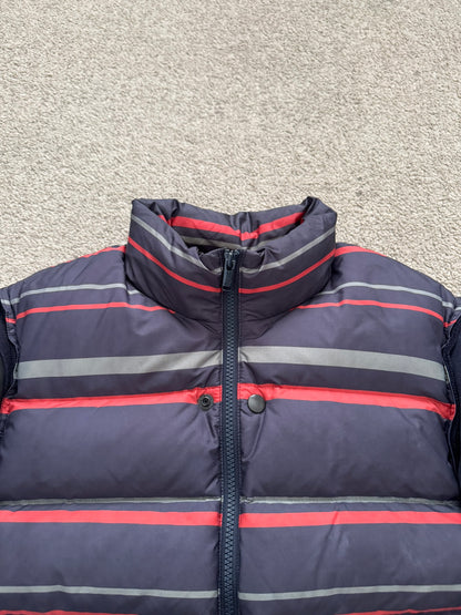 FW14 Undercover Hybrid Striped Leather Sleeve Puffer Jacket