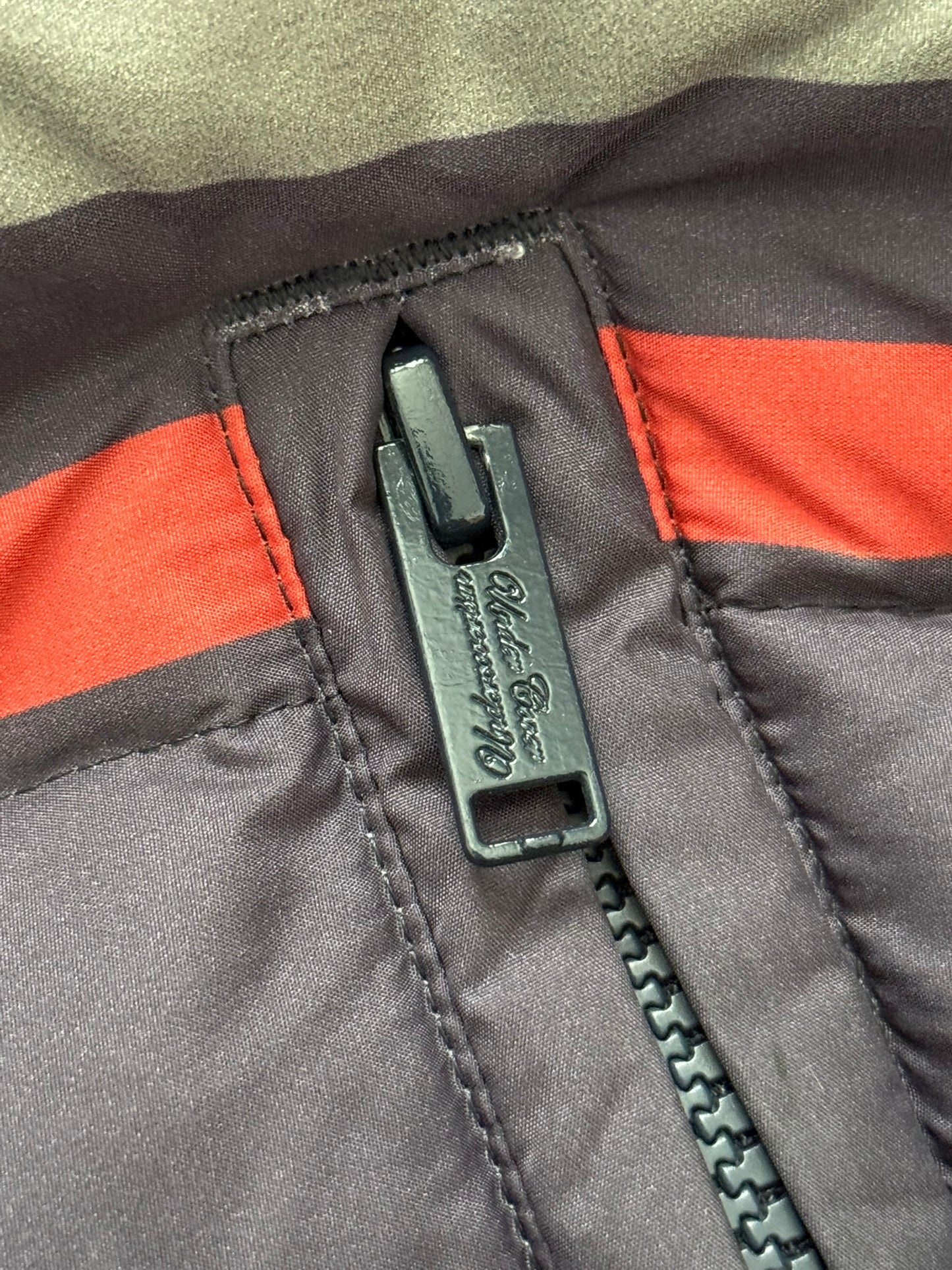 FW14 Undercover Hybrid Striped Leather Sleeve Puffer Jacket