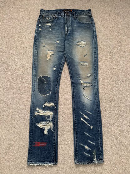 SS05 Undercover "But Beautiful" 60 Distressed Patch Denim Jeans