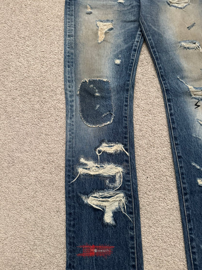 SS05 Undercover "But Beautiful" 60 Distressed Patch Denim Jeans