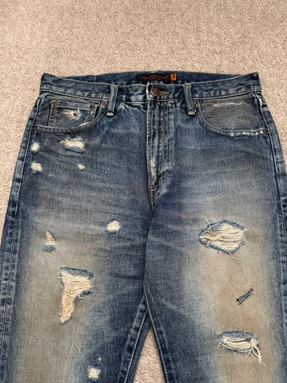 SS05 Undercover "But Beautiful" 60 Distressed Patch Denim Jeans