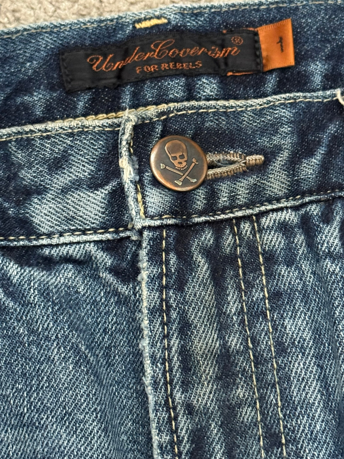 SS05 Undercover "But Beautiful" 60 Distressed Patch Denim Jeans