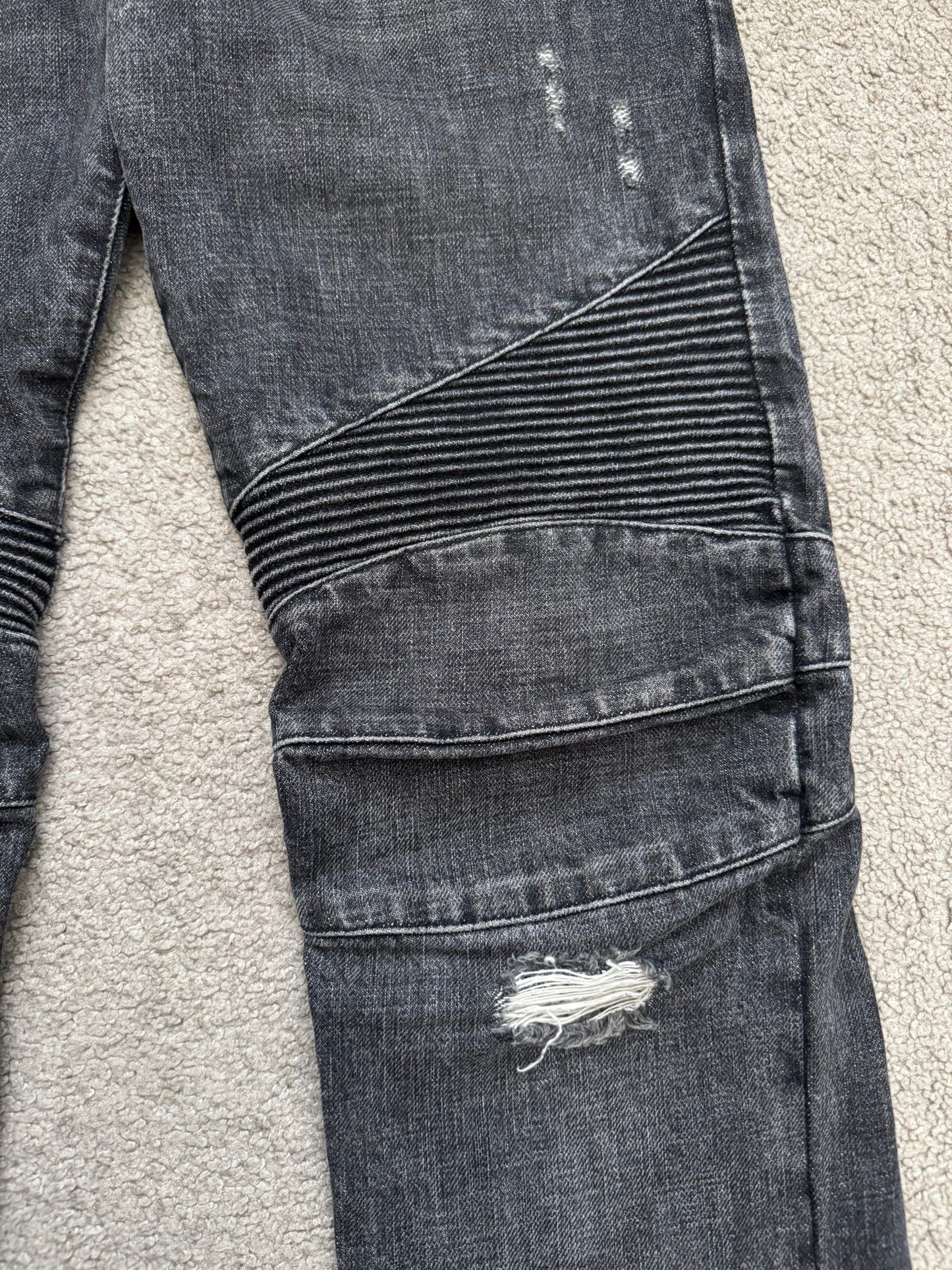 SS11 Balmain by Christophe Decarnin Eagle Coin Zip Biker Denim Jeans