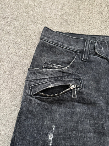 SS11 Balmain by Christophe Decarnin Eagle Coin Zip Biker Denim Jeans