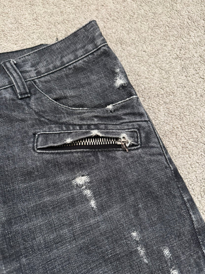 SS11 Balmain by Christophe Decarnin Eagle Coin Zip Biker Denim Jeans