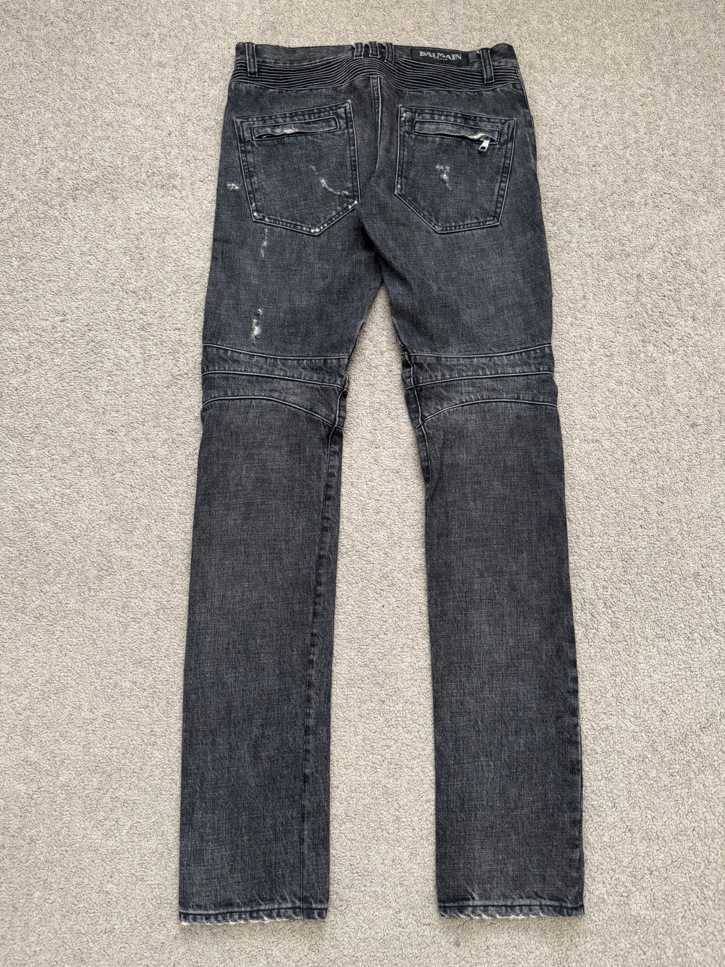 SS11 Balmain by Christophe Decarnin Eagle Coin Zip Biker Denim Jeans