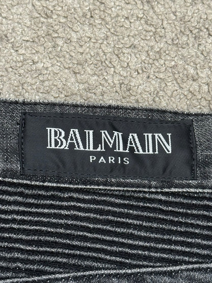SS11 Balmain by Christophe Decarnin Eagle Coin Zip Biker Denim Jeans