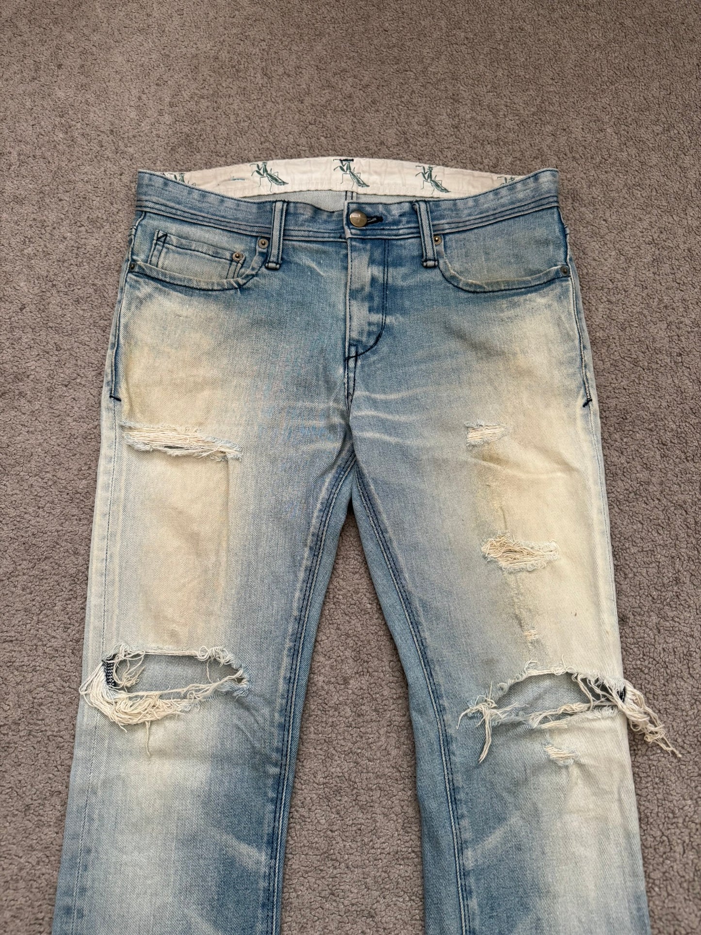 Phenomenon Distressed Crash Logo Pocket Denim Jeans