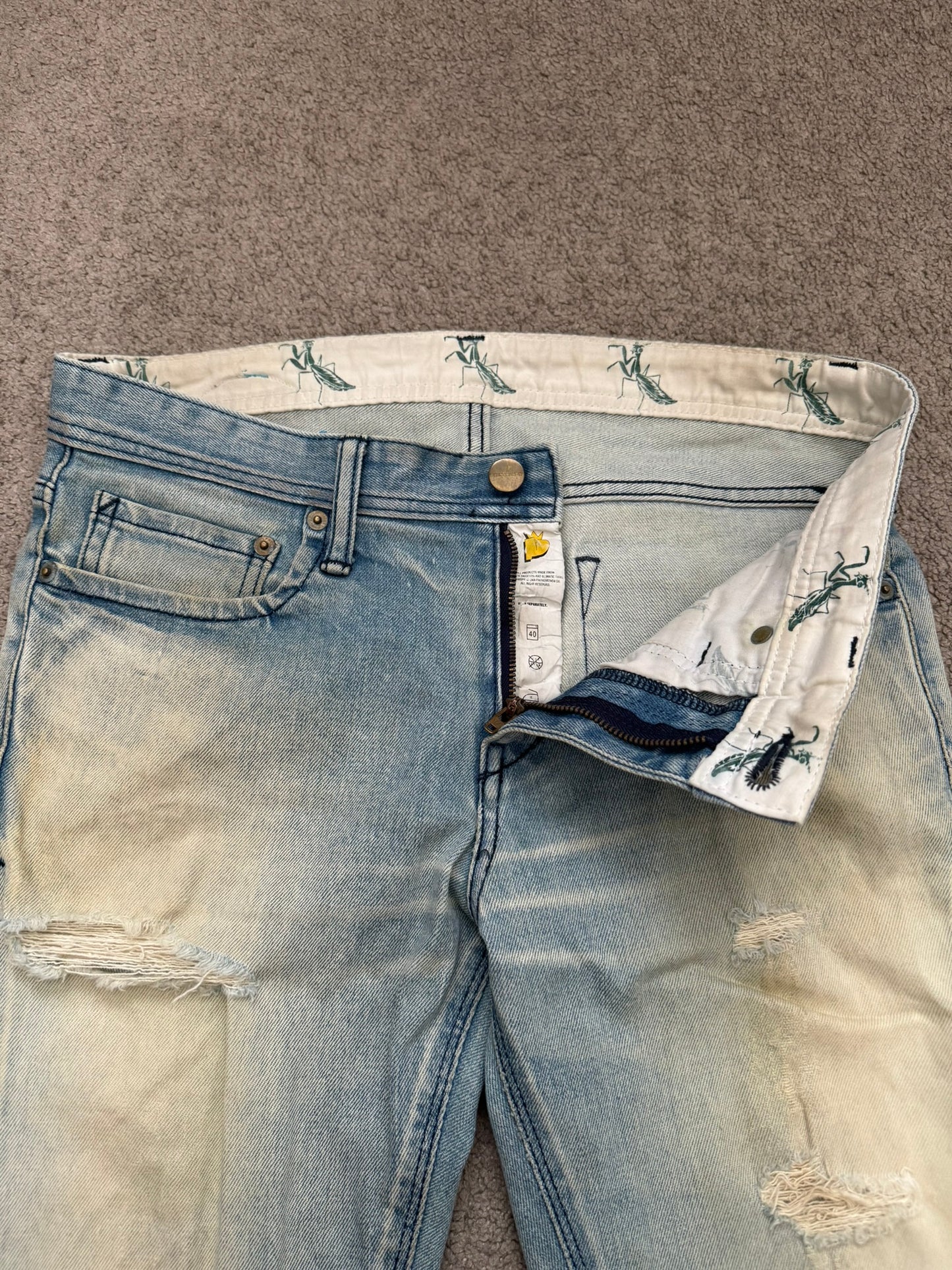 Phenomenon Distressed Crash Logo Pocket Denim Jeans