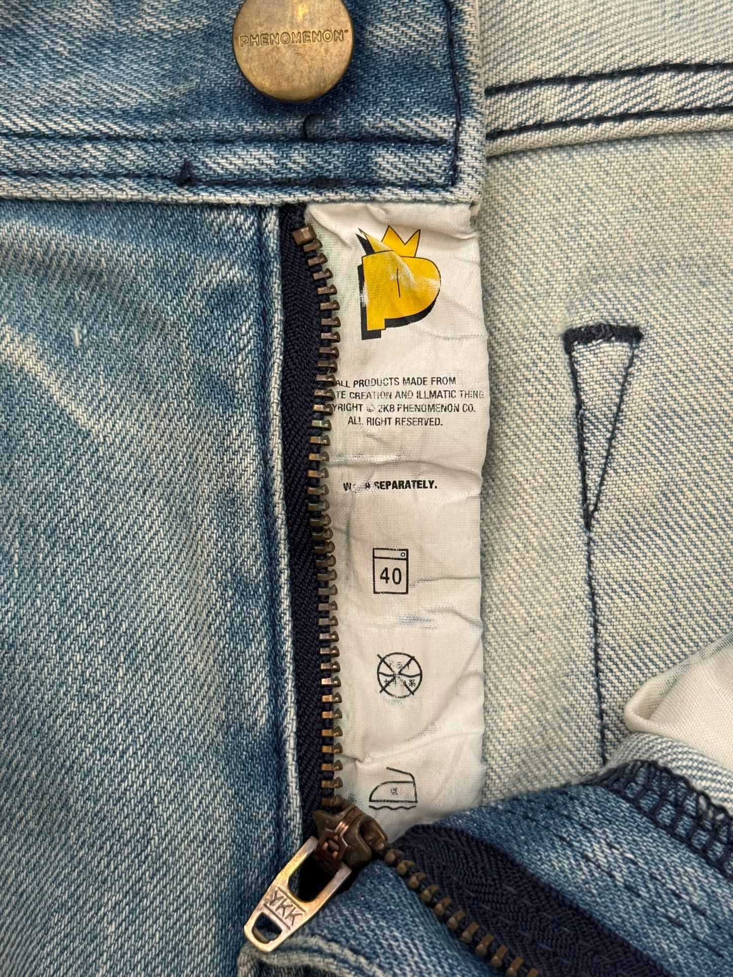 Phenomenon Distressed Crash Logo Pocket Denim Jeans