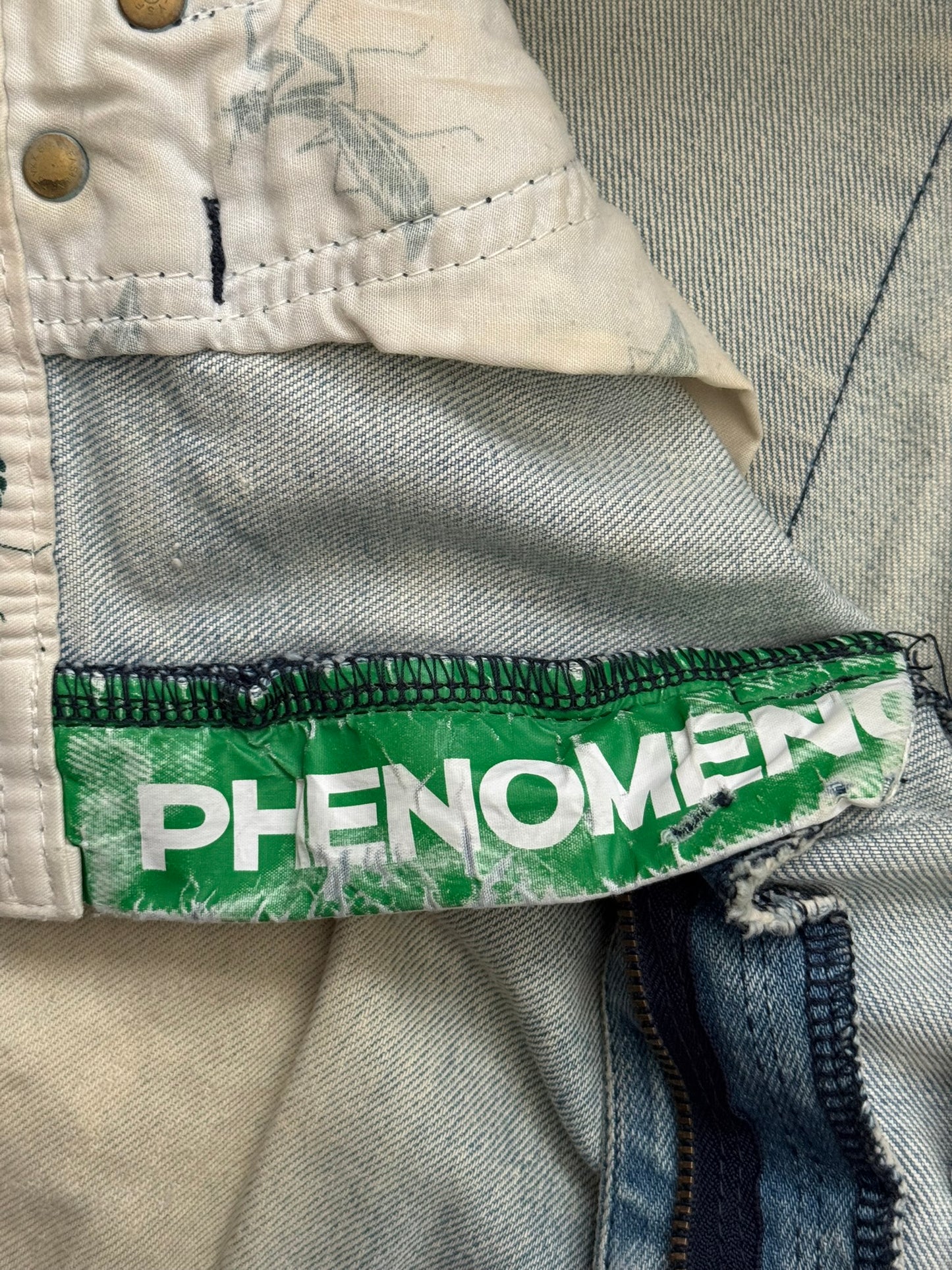 Phenomenon Distressed Crash Logo Pocket Denim Jeans