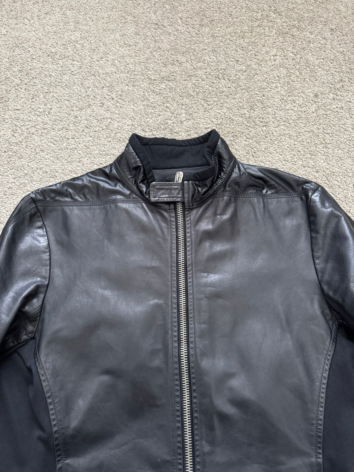 SS10 Rick Owens Mainline "Release" Hybrid Nylon Leather Jacket