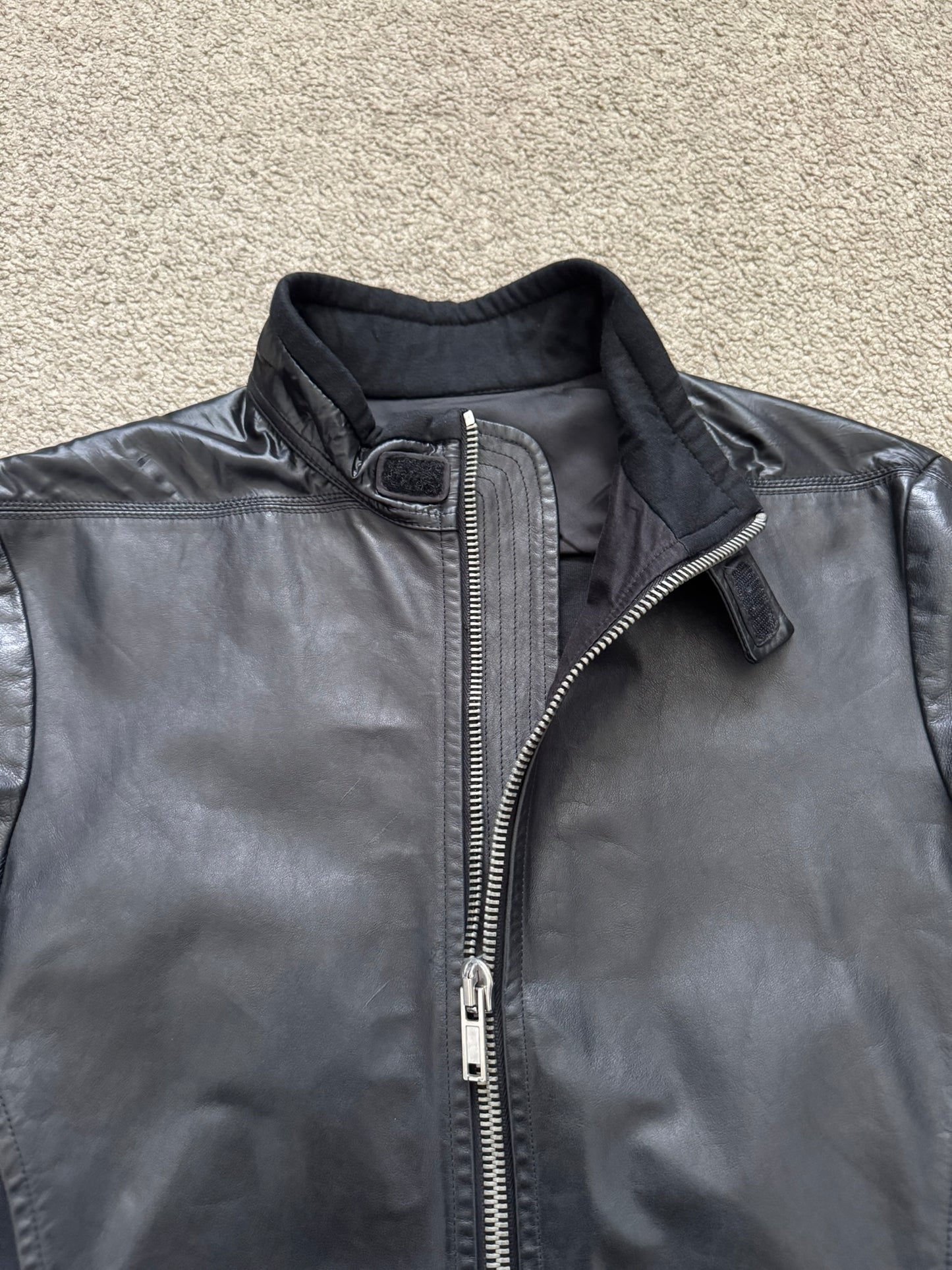 SS10 Rick Owens Mainline "Release" Hybrid Nylon Leather Jacket