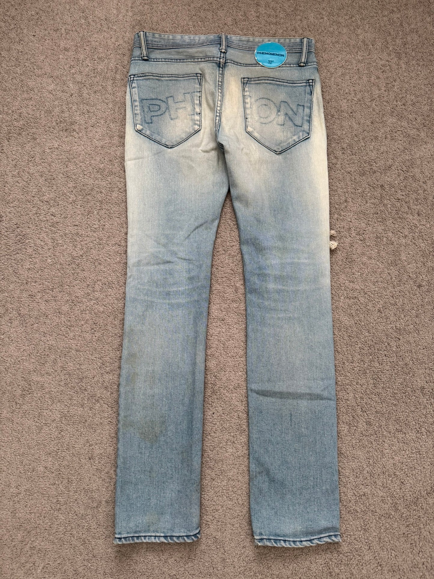 Phenomenon Distressed Crash Logo Pocket Denim Jeans